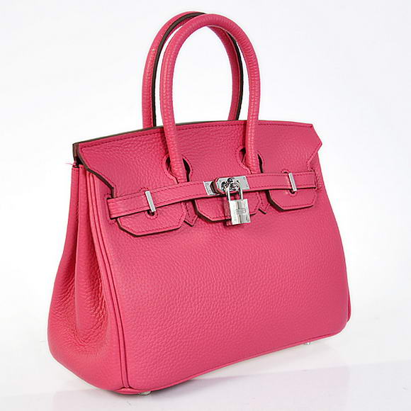 Super A Replica Hermes Birkin 25CM Tote Bags Togo Leather Peach Silver 60799 - Click Image to Close